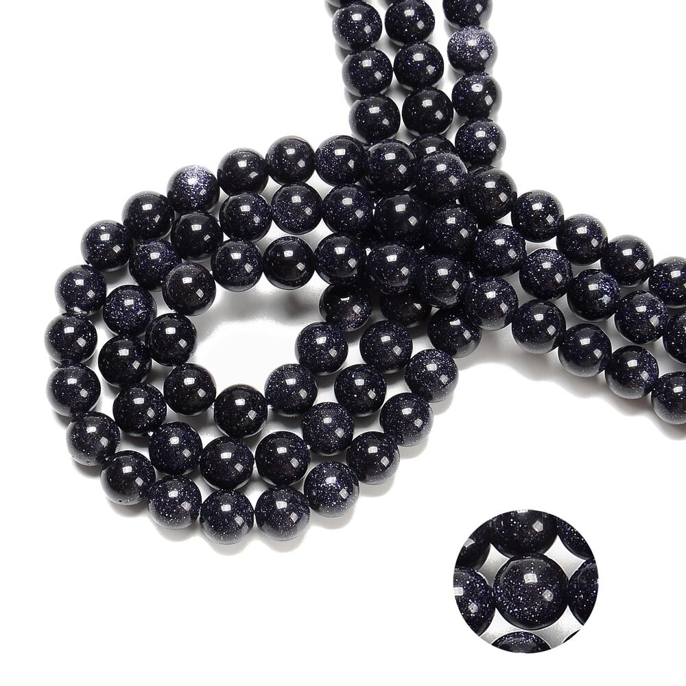 5430 96Pcs2 Strand/Set 8mm Blue Goldstone Smooth Round Beads Natural Stone